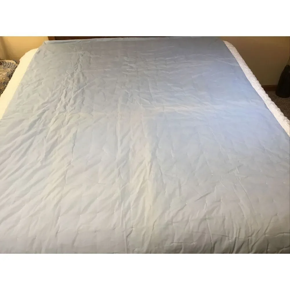 Handmade Patchwork Feed-sack Quilt 92x66 White blue multi‎ colors sewed & tacked